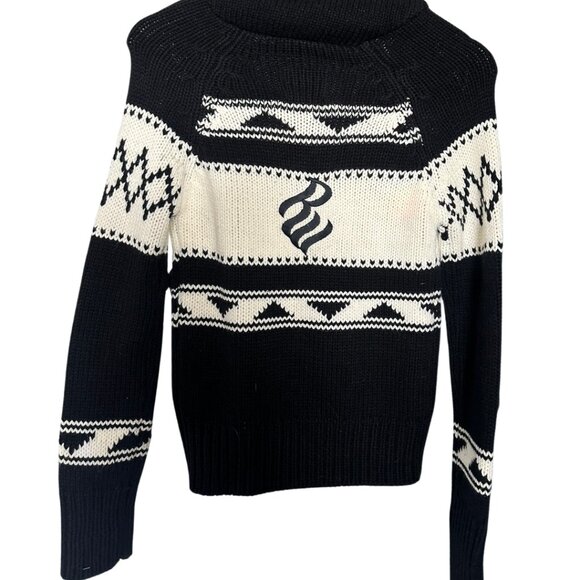 NWT Rocawear Chunky Cable Knit Zip Sweater – Size S – Black/White - Picture 8 of 11